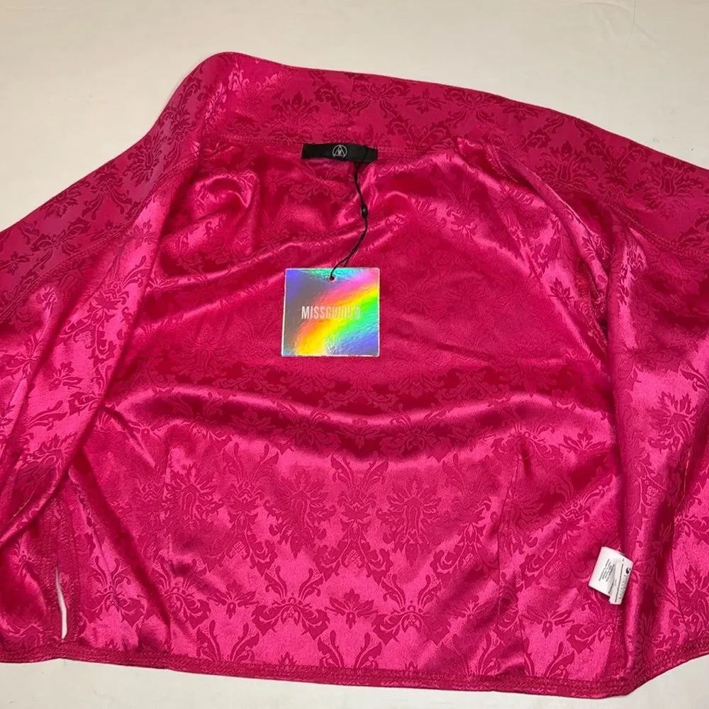Bright Pink Satin Wrap Blouse - Picture 5 of 9